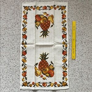 Vintage Fruit Embroidered-look Linen Tea Towel
